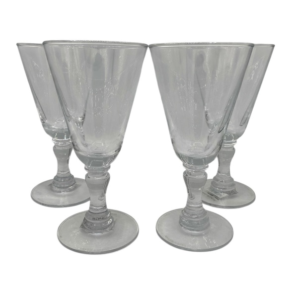 NWOT Set of 4 Ralph Lauren Ethan White Wine Clear Glass Goblet Set